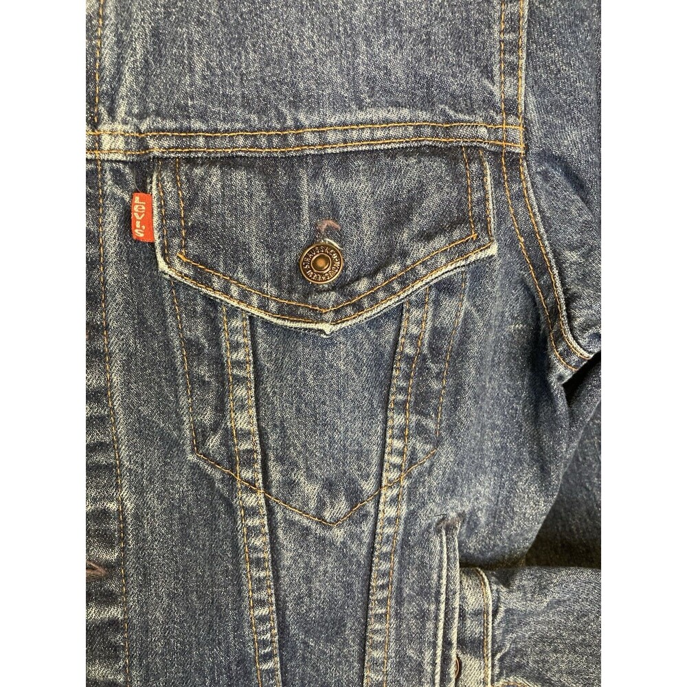 Levis Upcyled Jean Jacket XL Denim Trucker Faded Biker Street Rock 80s 90s Y2K - Picture 3 of 12